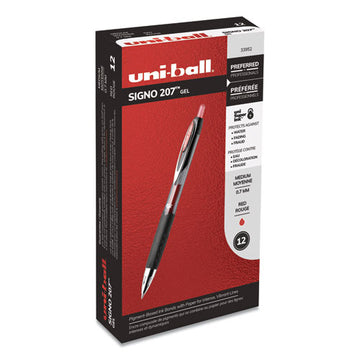 uni-ball® Signo 207 Gel Pen, Retractable, Medium 0.7 Mm, Red Ink, Smoke-black-red Barrel, Dozen freeshipping - TVN Wholesale